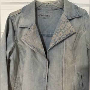 Code Bleu Women's Embroidered Motorcycle Jean Jacket